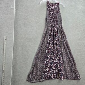 Japna‎ Women Dress Large Red Paisley Maxi Sleeveless Smocked READ
